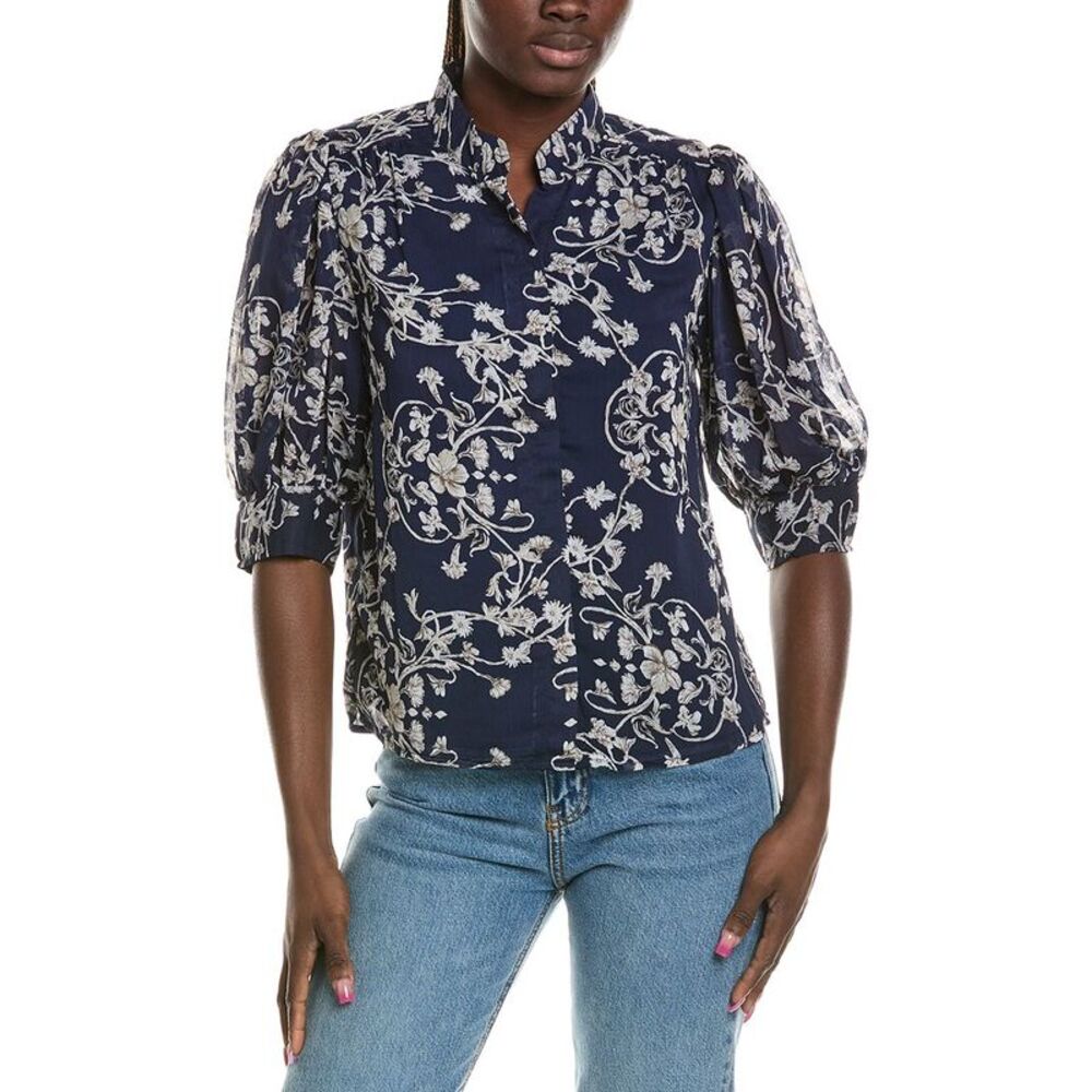 Cece Womens  Open Collar Top, Navy